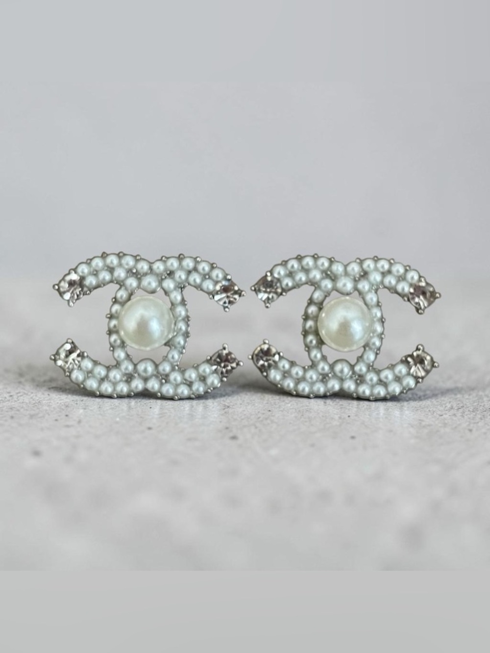 White Pearl CC Earrings